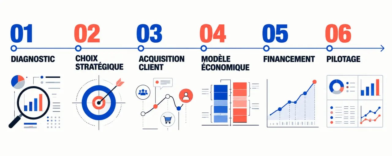 Parcours de développement d'entreprise du diagnostic au pilotage financier