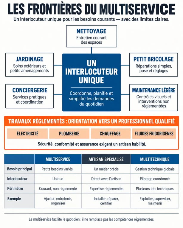 Entreprise multiservice : schéma des prestations autorisées et des limites avec les métiers réglementés