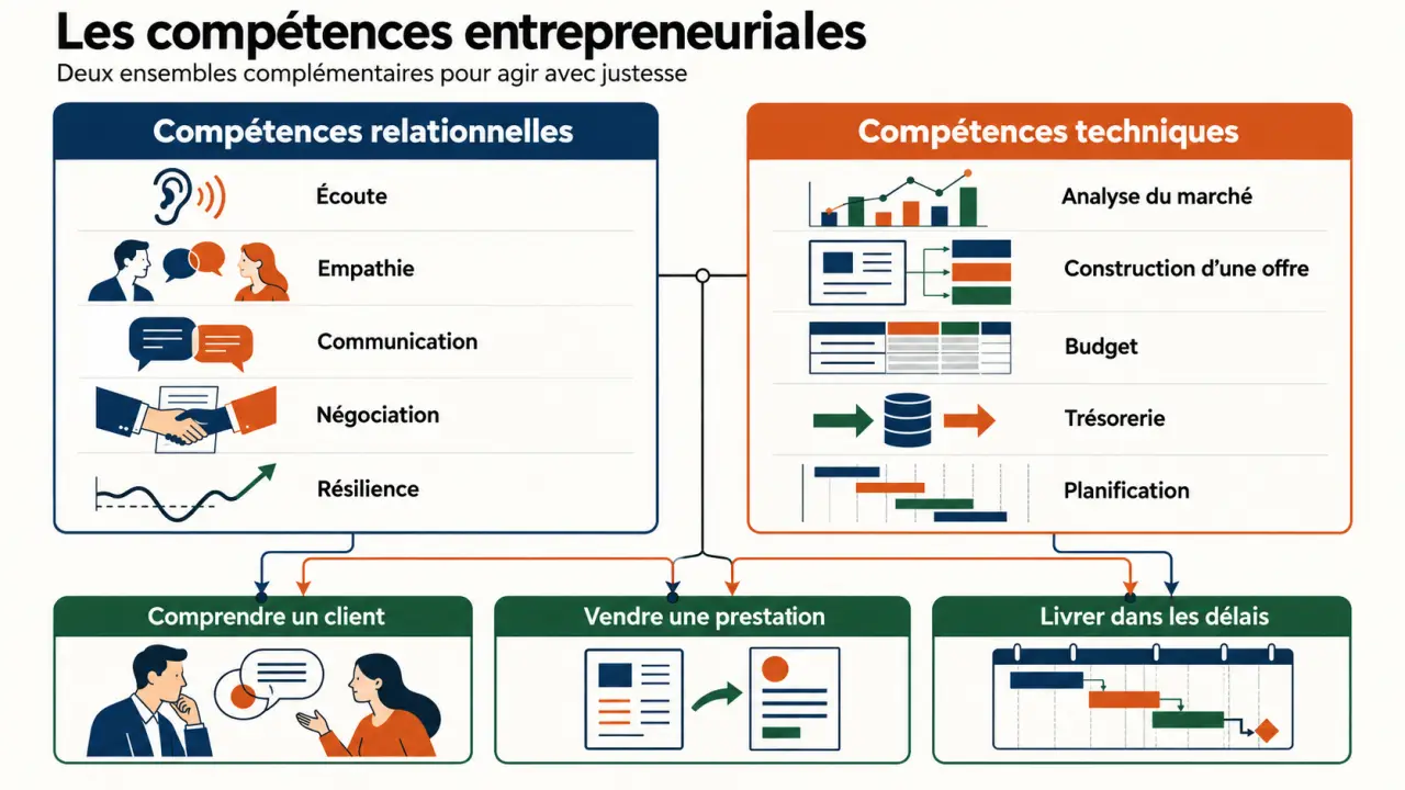 Skill entrepreneurship : illustration des soft skills et hard skills essentielles à l'entrepreneuriat