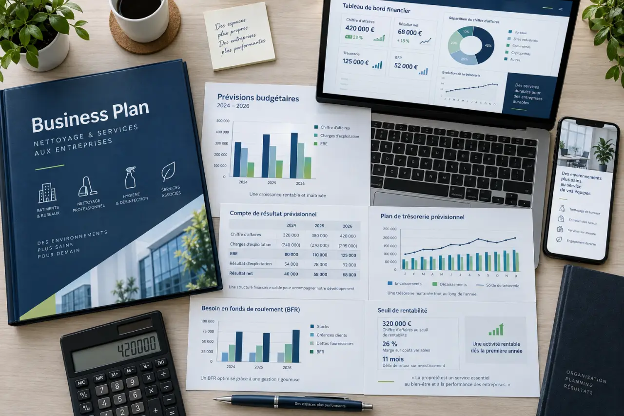Le business plan d’une entreprise de nettoyage : budget, rentabilité et BFR à sécuriser