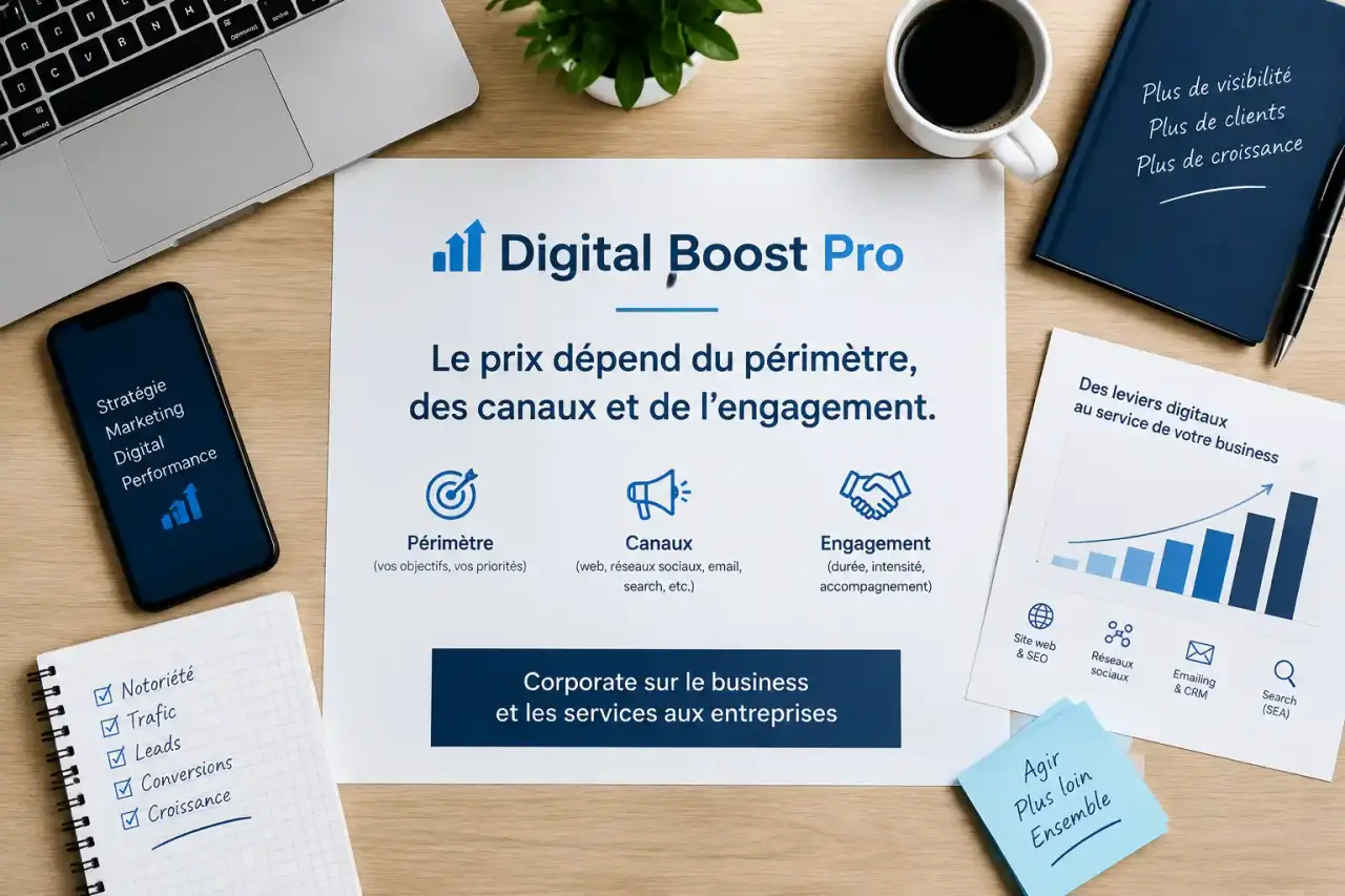 Digital Boost Pro : le prix dépend du périmètre, des canaux et de l’engagement